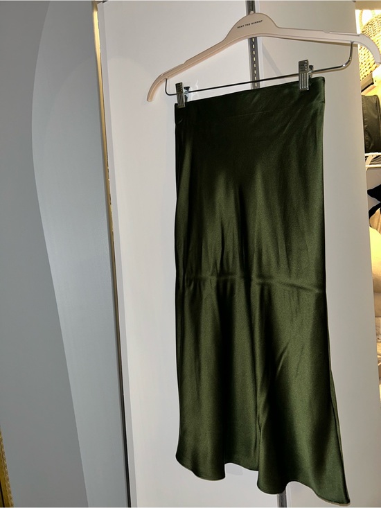 Quince Dresses & Skirts - Quince Olive Satin Bias Midi Skirt